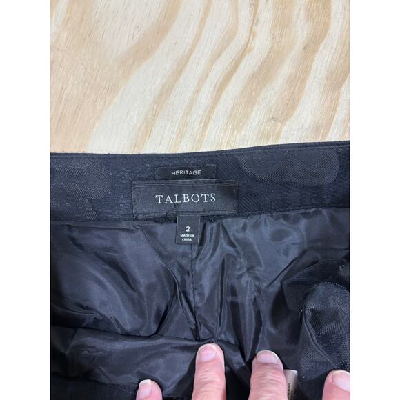 Talbots Heritage Floral Jacquard Slim Ankle Pants Black Side Zip Women’s Size 2 - Picture 5 of 8